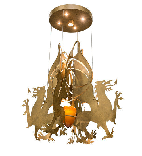 2nd Avenue - 56503-2 - Five Light Pendant - Dragos - Sahara Gold Dabbed Gold