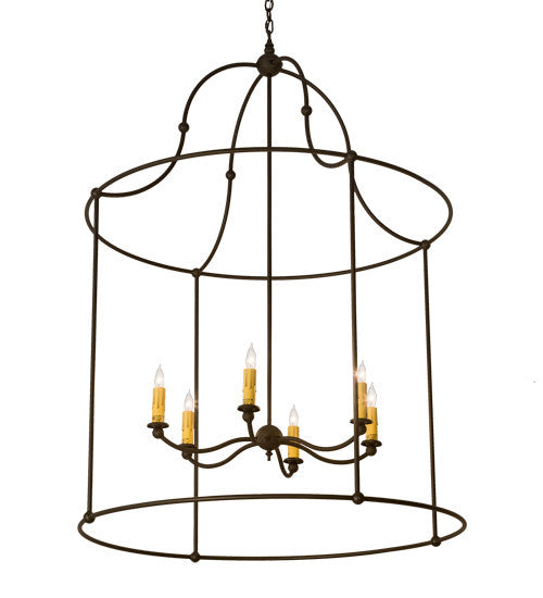 2nd Avenue - 61020-27 - Six Light Pendant - Baranya - Wrought Iron