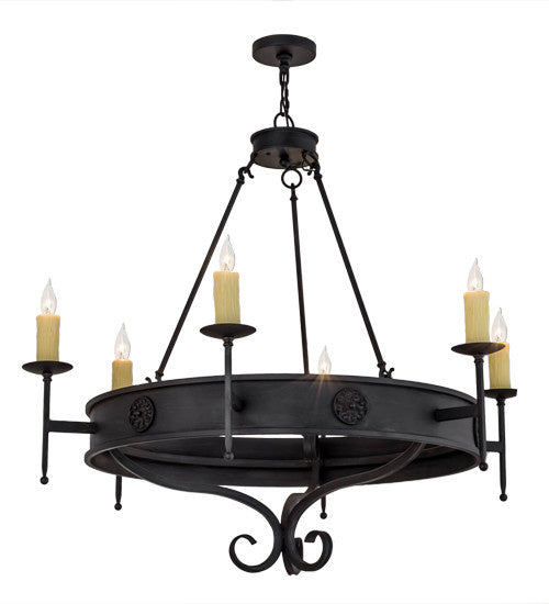 2nd Avenue - 62184-18 - Six Light Chandelier - Lorenzo - Hand Rubbed Costello Black