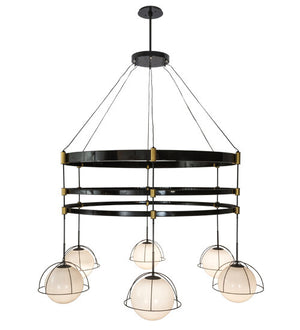 2nd Avenue - 65486-2A - Six Light Chandelier - Heliocentricity - Mirror Black/Goldtastic