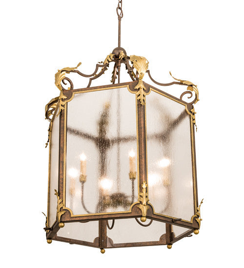 2nd Avenue - 736-16 - Six Light Pendant - Ganser - Gilded Tobacco & Gold Highlights