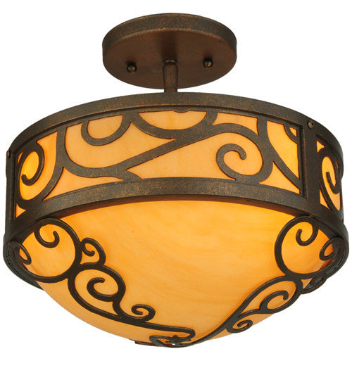 2nd Avenue - 871175.12.SF - Three Light Semi-Flushmount - Lilliana - Gilded Tobacco