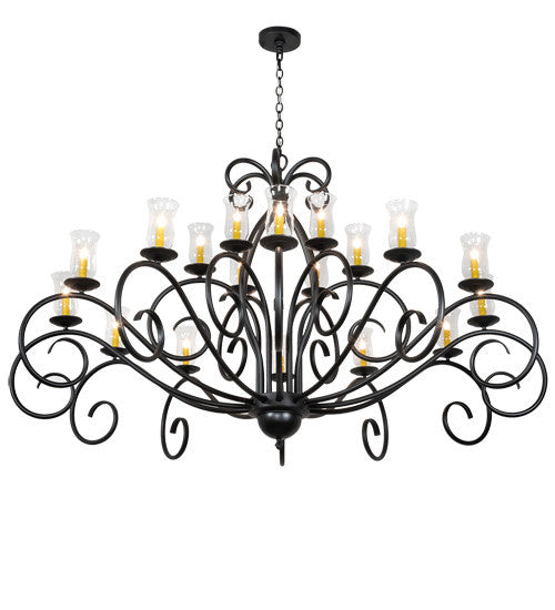 2nd Avenue - 87698.72.2TR.3SATBLKWI - 18 Light Chandelier - Sienna - Satin Black Wrought Iron