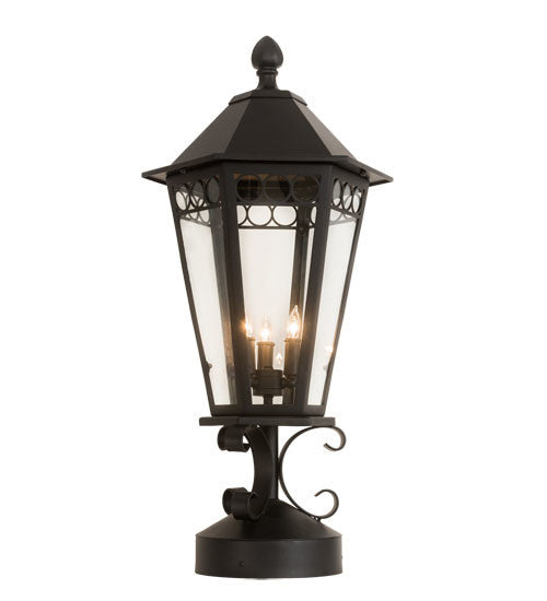 2nd Avenue - S18257-17 - Three Light Post Mount - Yorkshire - Solar Black