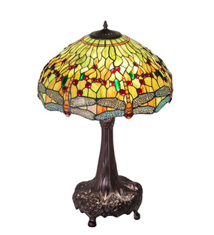 Meyda Tiffany - 101830 - Three Light Table Lamp - Tiffany Hanginghead Dragonfly - Mahogany Bronze