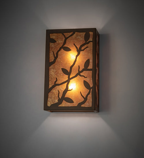 Meyda Tiffany - 115327 - Two Light Wall Sconce - Branches With Leaves - Rustic Iron