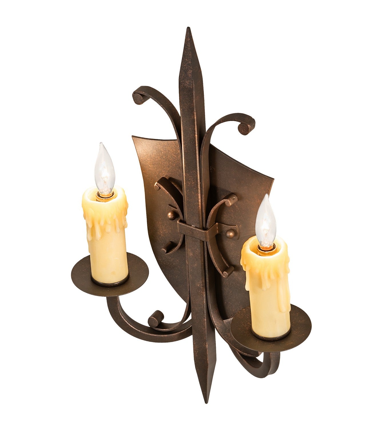 Meyda Tiffany - 115640 - Two Light Wall Sconce - Shield - Gilded Tobacco