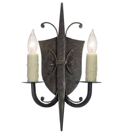 Meyda Tiffany - 115640 - Two Light Wall Sconce - Shield - Gilded Tobacco