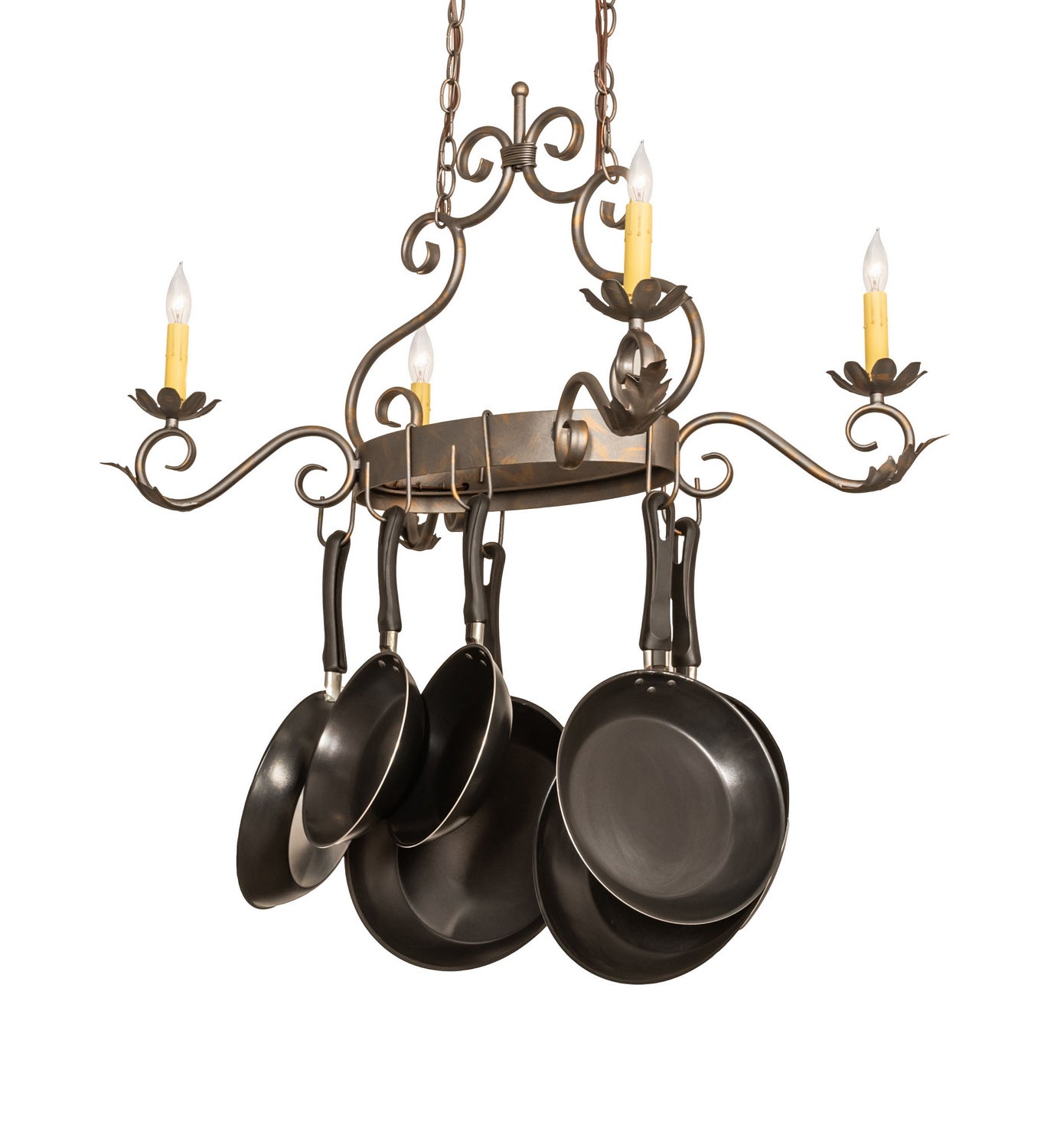 Meyda Tiffany - 120245 - Four Light Pot Rack - Eloise - French Bronze