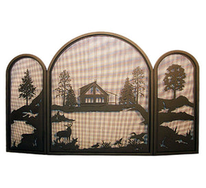 Meyda Tiffany - 122977 - Fireplace Screen - Quiet Pond - Textured Black