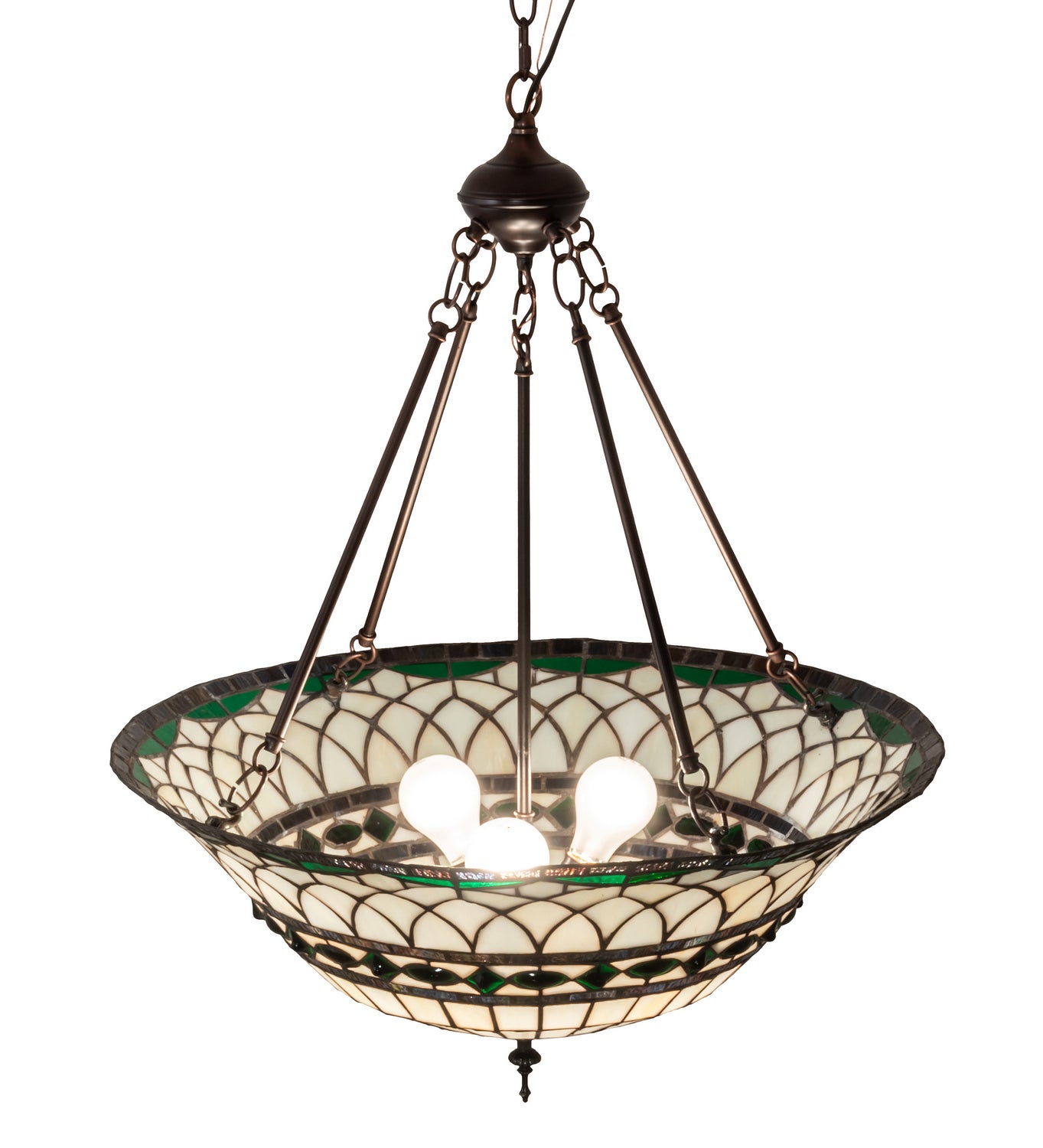 Meyda Tiffany - 128649 - Three Light Pendant - Tiffany Roman - Mahogany Bronze