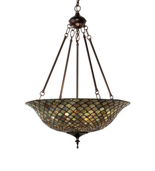 Meyda Tiffany - 135825 - Three Light Pendant - Tiffany Fishscale - Mahogany Bronze