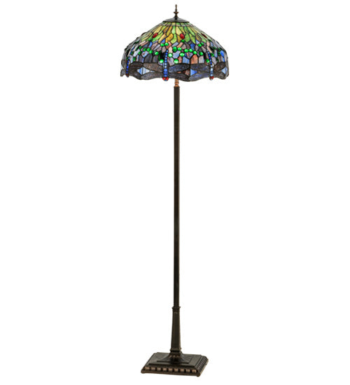 Meyda Tiffany - 151154 - Four Light Floor Lamp - Tiffany Hanginghead Dragonfly - Mahogany Bronze