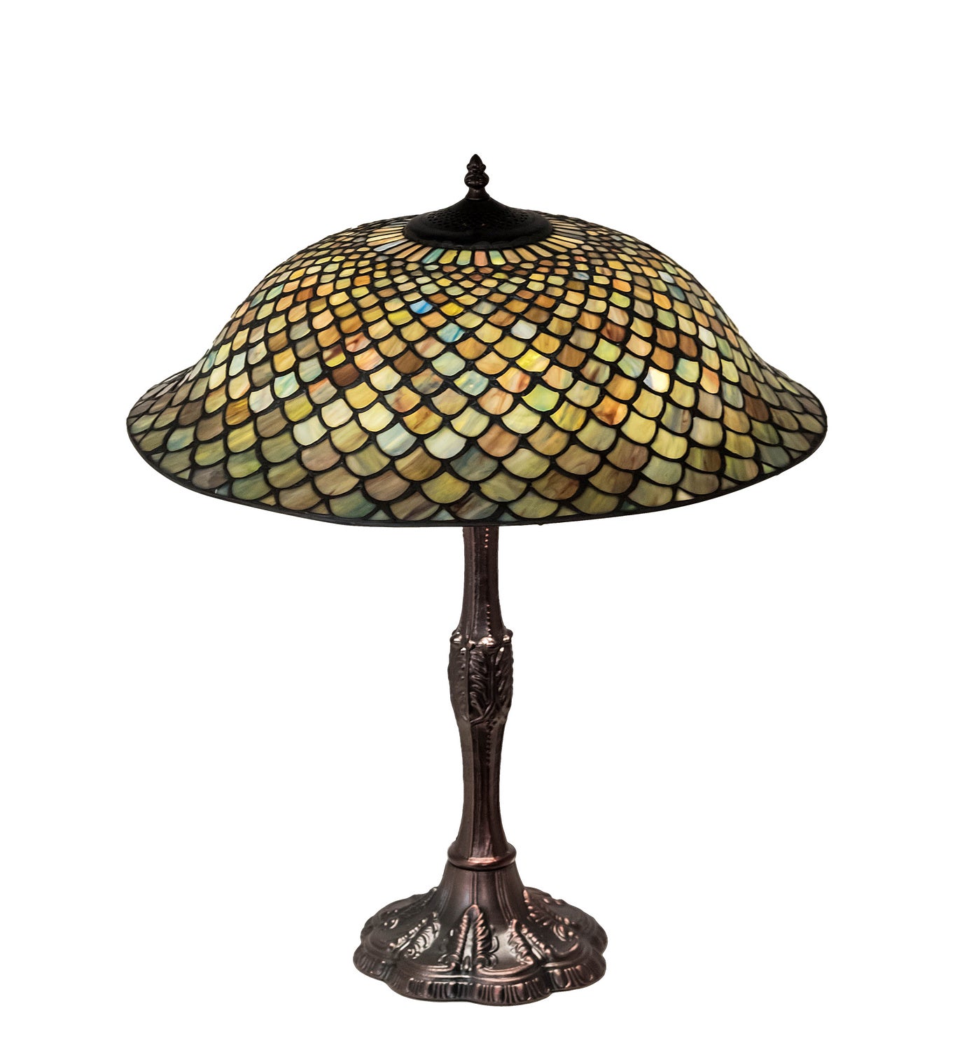 Meyda Tiffany - 147470 - Three Light Table Lamp - Tiffany Fishscale - Mahogany Bronze