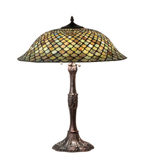 Meyda Tiffany - 147470 - Three Light Table Lamp - Tiffany Fishscale - Mahogany Bronze