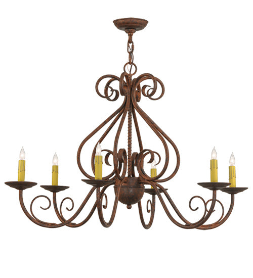 Meyda Tiffany - 160224 - Six Light Chandelier - Jenna - Rusty Nail