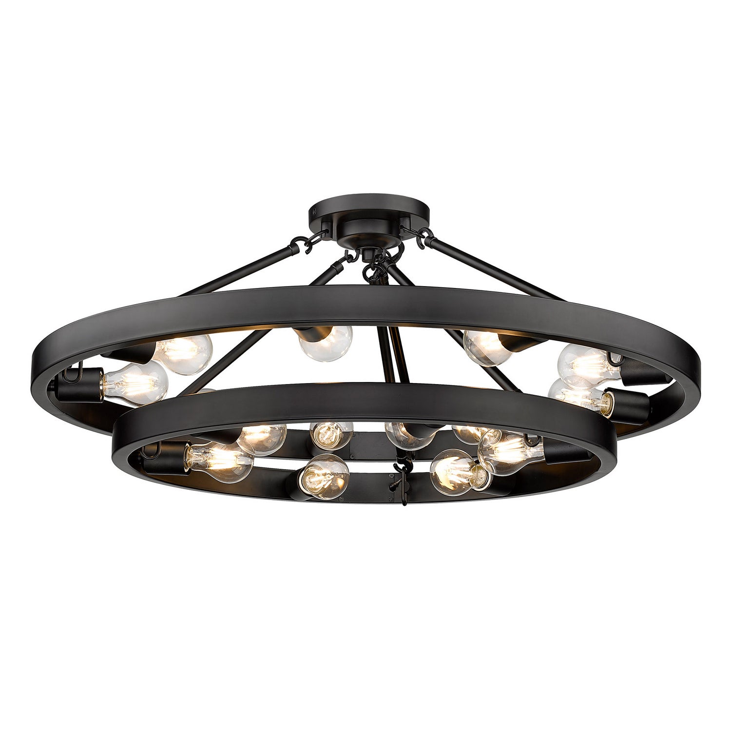 Golden - 1019-96SF BLK - 15 Light Semi-Flush Mount - Castile - Matte Black