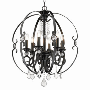 Golden - 1323-6 BLK - Six Light Chandelier - Ella BLK - Matte Black