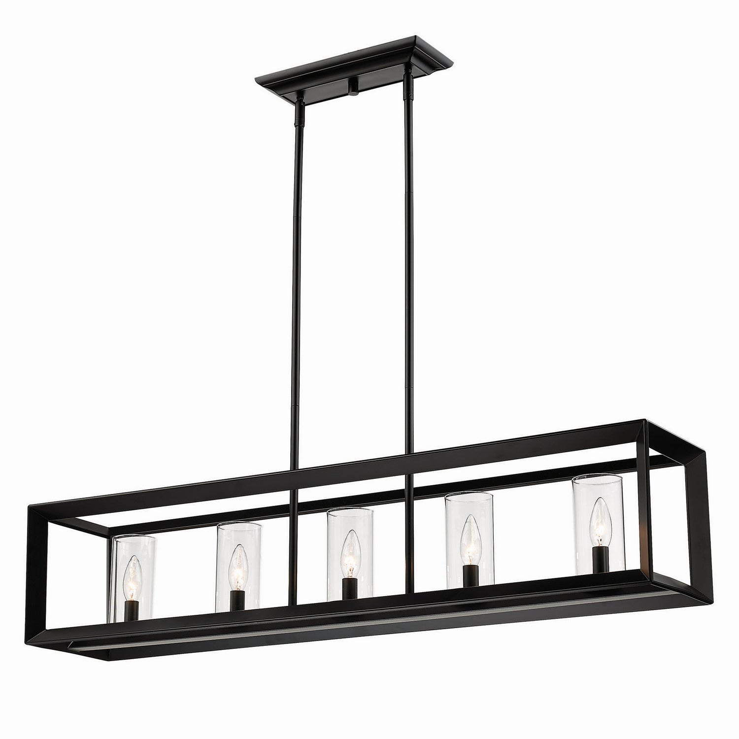 Golden - 2073-LP BLK-CLR - Five Light Linear Pendant - Smyth BLK - Matte Black