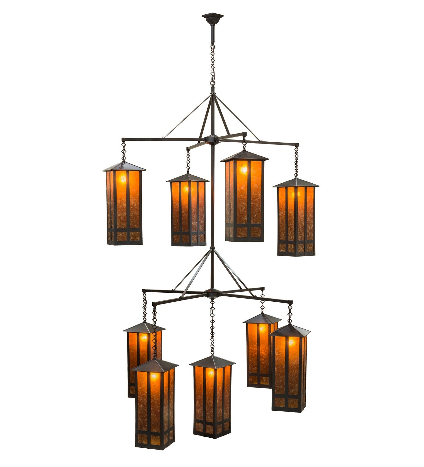 Meyda Tiffany - 162412 - Nine Light Chandelier - Church Street - Craftsman Brown