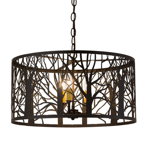 Meyda Tiffany - 163607 - Three Light Pendant - Winter Maple - Oil Rubbed Bronze