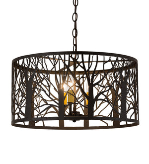 Meyda Tiffany - 163607 - Three Light Pendant - Winter Maple - Oil Rubbed Bronze