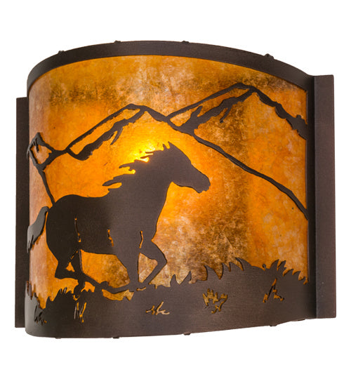 Meyda Tiffany - 163884 - One Light Wall Sconce - Running Horses - Mahogany Bronze