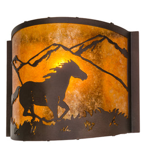 Meyda Tiffany - 163884 - One Light Wall Sconce - Running Horses - Mahogany Bronze