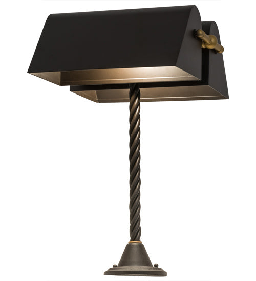 Meyda Tiffany - 165093 - Two Light Banker's Lamp - Belmont - Oil Rubbed Bronze/Gold Matte