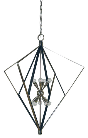 Framburg - 3023 PN/MBLACK - Ten Light Foyer Chandelier - Zoe - Polished Nickel with Matte Black Accents