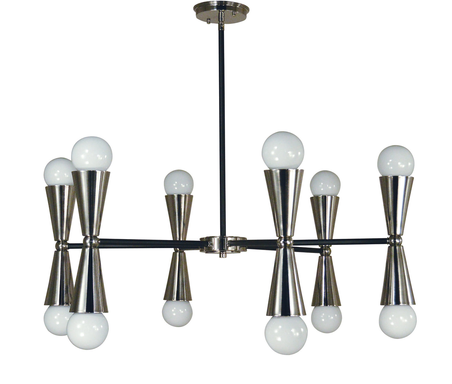 Framburg - 3036 BN/MBLACK - 12 Light Chandelier - Equinox - Brushed Nickel with Matte Black Accents