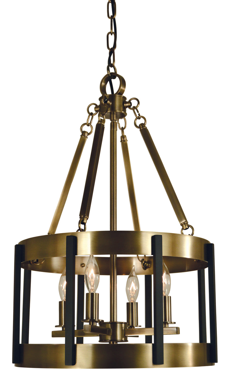 Framburg - 4664 AB/MBLACK - Four Light Chandelier - Pantheon - Antique Brass with Matte Black