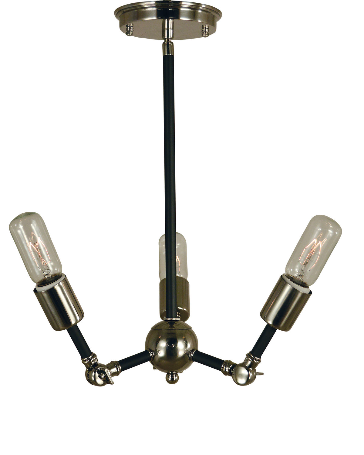 Framburg - 4683 PN/MBLACK - Three Light Chandelier - Felix - Polished Nickel with Matte Black