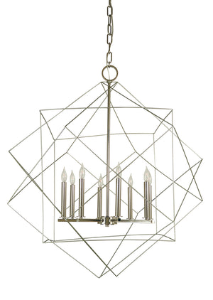 Framburg - 4708 SP/PN - Eight Light Foyer Chandelier - Etoile - Satin Pewter with Polished Nickel