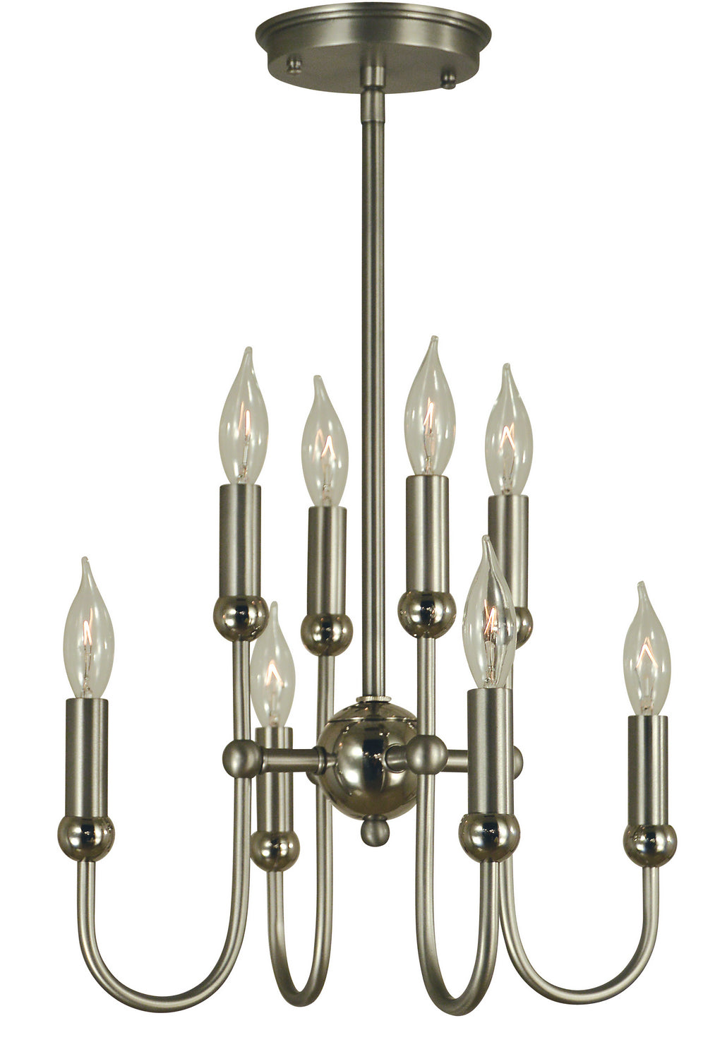 Framburg - 4794 SP/PN - Eight Light Chandelier - Nicole - Satin Pewter with Polished Nickel