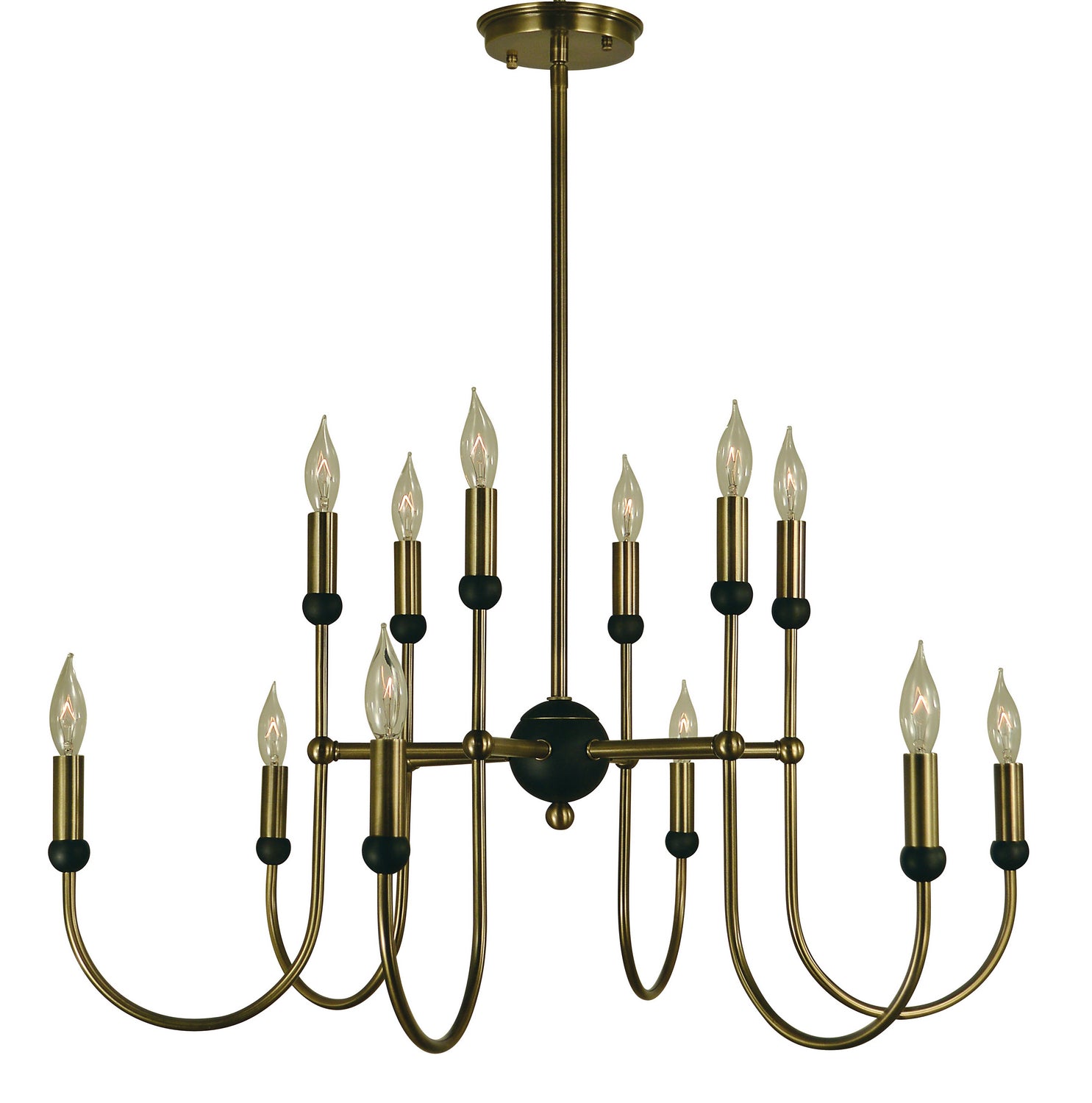 Framburg - 4798 AB/MBLACK - 12 Light Chandelier - Nicole - Antique Brass with Matte Black