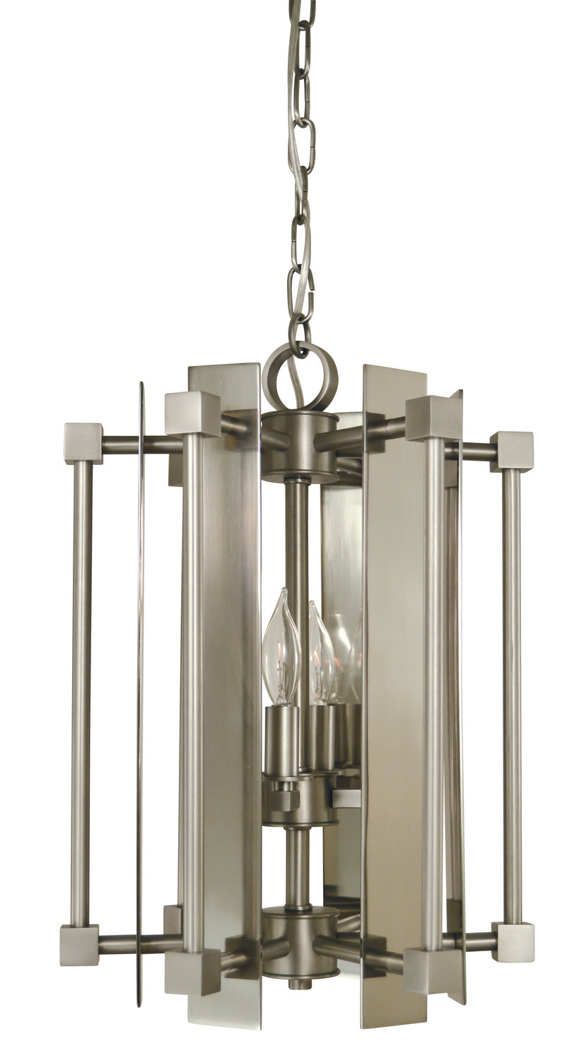 Framburg - 4804 SP/PN - Four Light Chandelier - Louvre - Satin Pewter with Polished Nickel