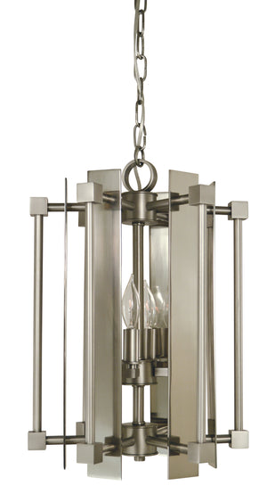 Framburg - 4804 SP/PN - Four Light Chandelier - Louvre - Satin Pewter with Polished Nickel