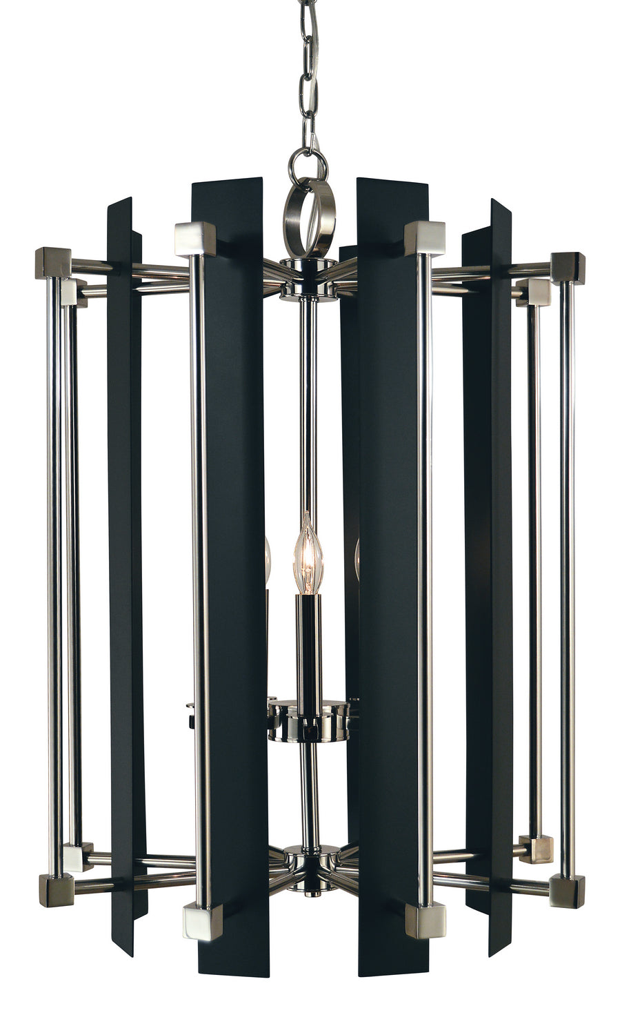 Framburg - 4805 PN/MBLACK - Five Light Foyer Chandelier - Louvre - Polished Nickel with Matte Black