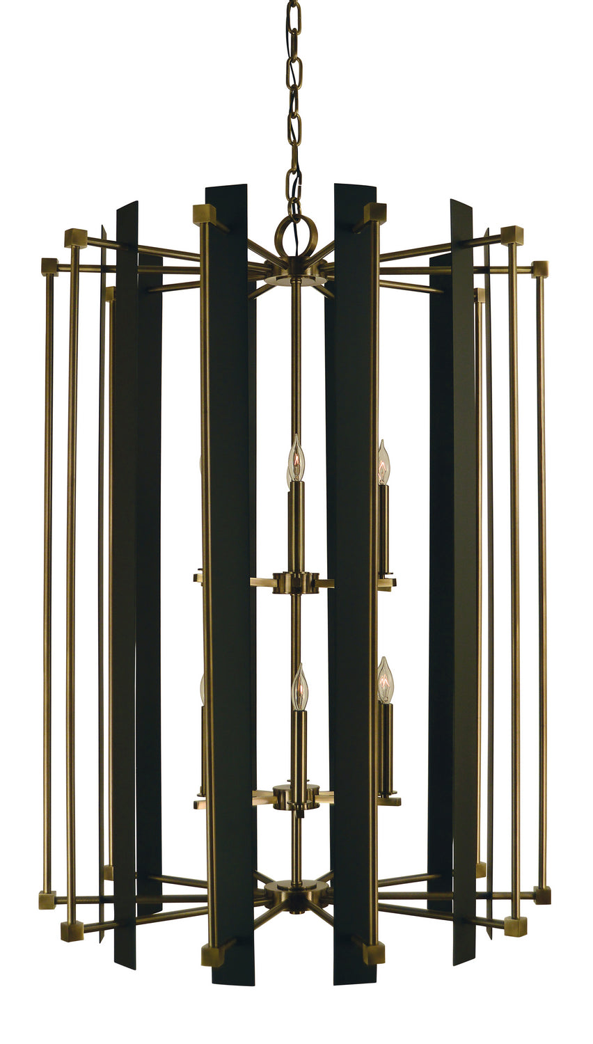 Framburg - 4806 AB/MBLACK - 12 Light Foyer Chandelier - Louvre - Antique Brass with Matte Black