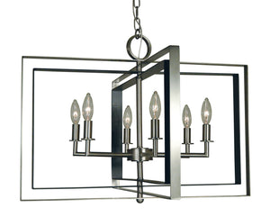 Framburg - 4866 BN/MBLACK - Six Light Chandelier - Symmetry - Brushed Nickel with Matte Black Accents