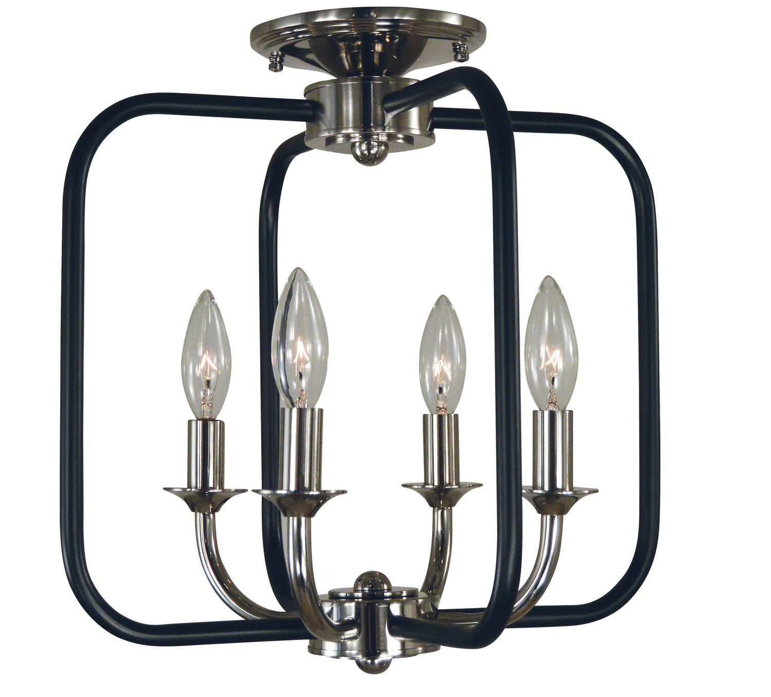 Framburg - 4911 PN/MBLACK - Four Light Flush / Semi-Flush Mount - Boulevard - Polished Nickel with Matte Black Accents