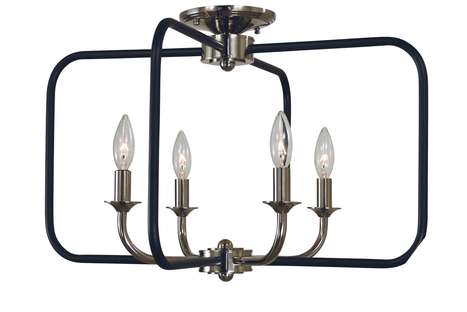 Framburg - 4913 PN/MBLACK - Four Light Flush / Semi-Flush Mount - Boulevard - Polished Nickel with Matte Black Accents