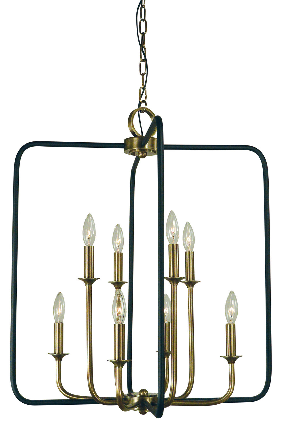 Framburg - 4918 AB/MBLACK - Four Light Chandelier - Boulevard - Antique Brass with Matte Black Accents