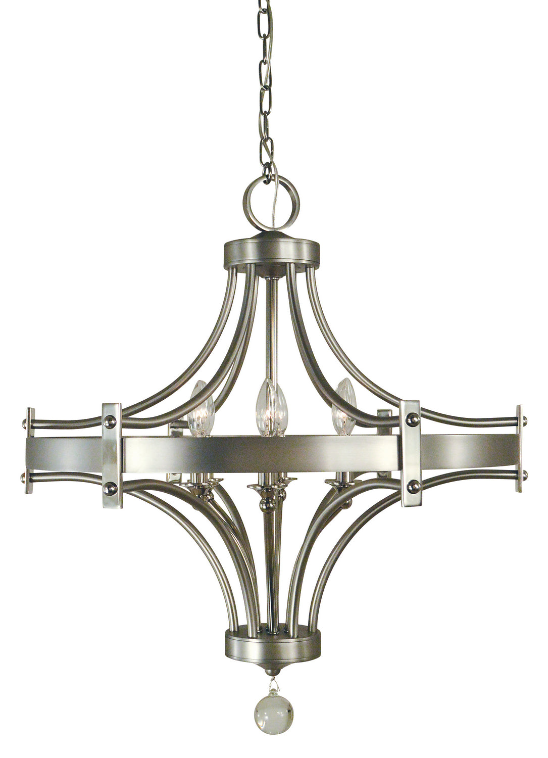 Framburg - 4920 SP/PN - Six Light Chandelier - Regent - Satin Pewter with Polished Nickel Accents