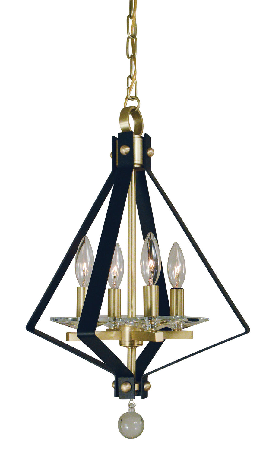 Framburg - 4924 SB/MBLACK - Four Light Chandelier - Ice - Satin Brass with Matte Black Accents