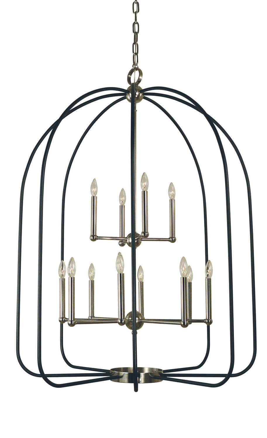 Framburg - 4932 PN/MBLACK - 12 Light Chandelier - Boulevard - Polished Nickel with Matte Black Accents