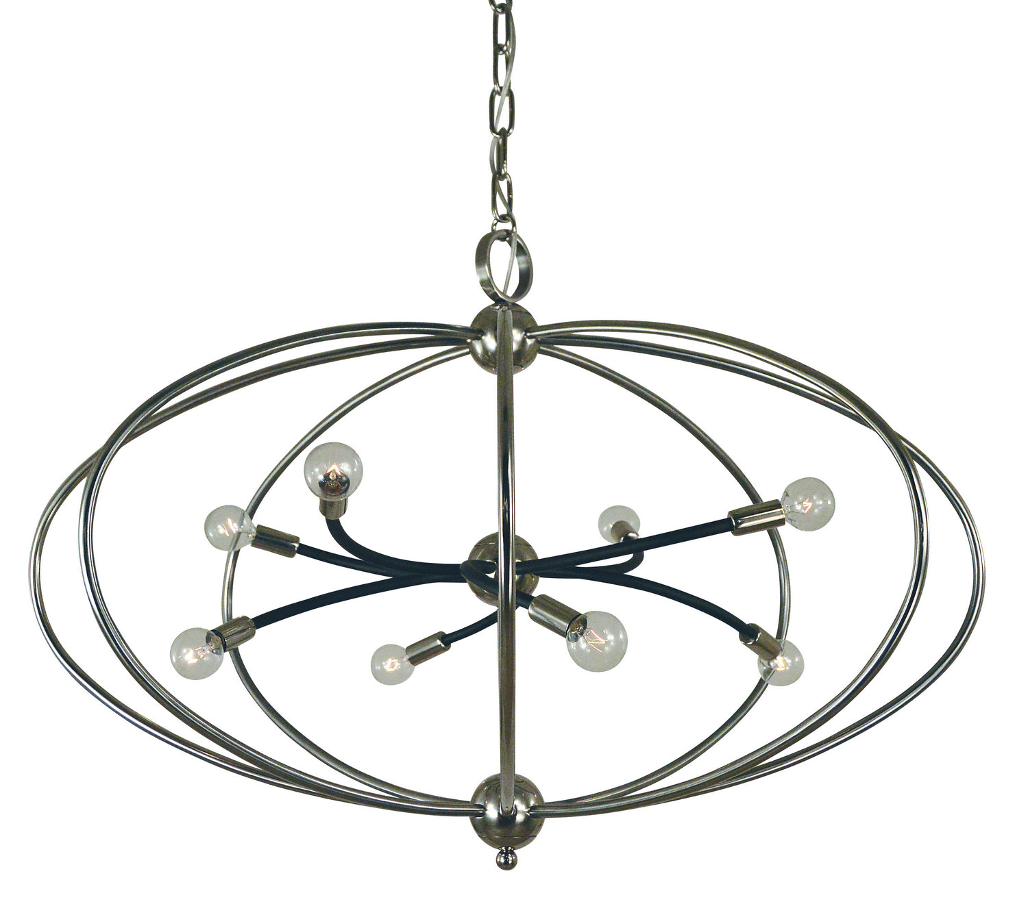 Framburg - 4949 PN/MBLACK - Eight Light Chandelier - Orbit - Polished Nickel with Matte Black Accents