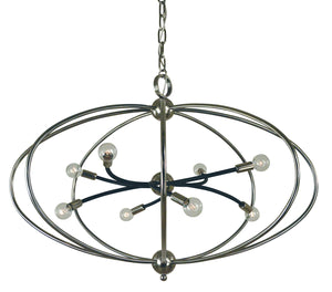 Framburg - 4949 PN/MBLACK - Eight Light Chandelier - Orbit - Polished Nickel with Matte Black Accents