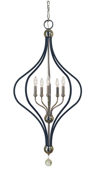 Framburg - 4950 PN/MBLACK - Five Light Chandelier - Boulevard - Polished Nickel with Matte Black Accents